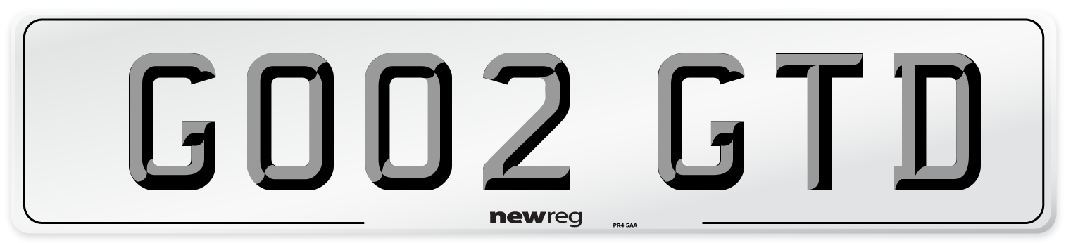 GO02 GTD Number Plate from New Reg